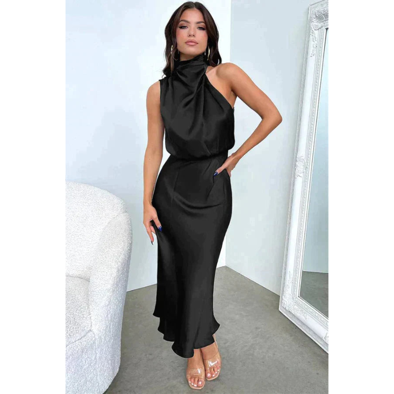 Stunning Halter Evening Cocktail Midi Dress for Women