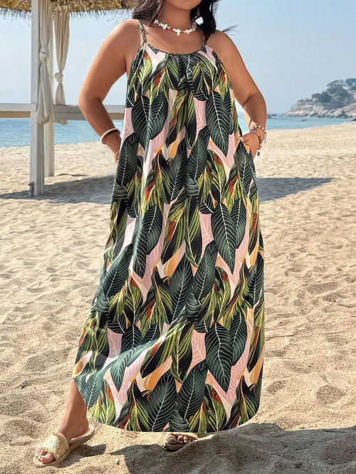Alina Plus Size Summer Dress | Tropical Print, Boho Style 0