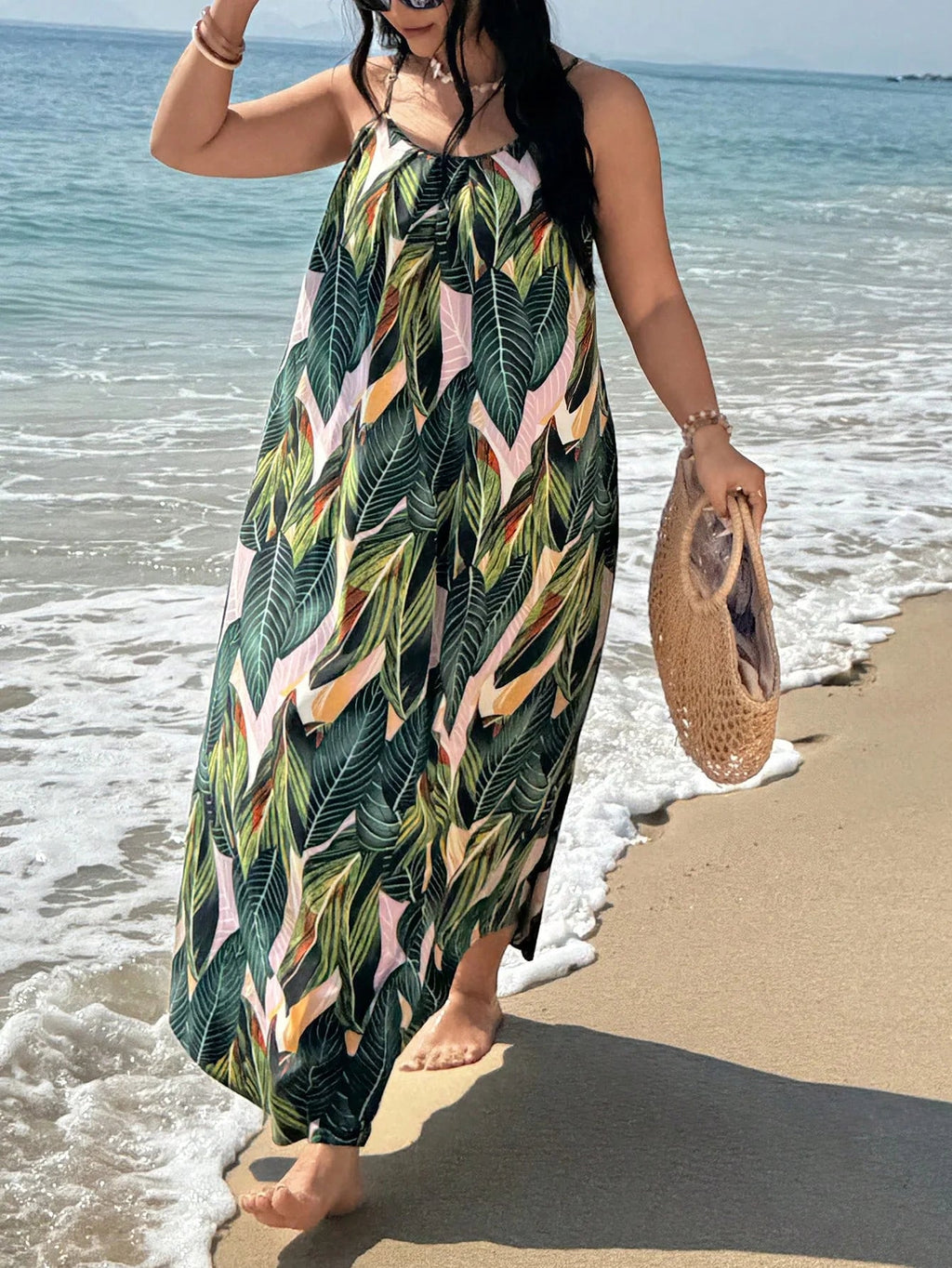 Alina Plus Size Summer Dress | Tropical Print, Boho Style 1