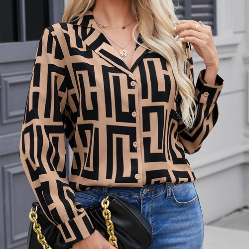 Alyssa Women's Blouse | Breathable Silk, Vintage Print Long Sleeve Top 1