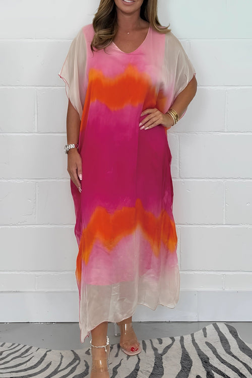 Antonella Plus Size Kaftan | Tie-Dye Beach Cover-Up with Batwing Sleeves 1