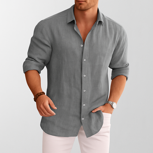 Ari Men's Dress Shirt | Premium Linen Blend, Tailored Fit 1