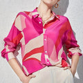 Ava Women's Blouse | Satin-Blend, Abstract Print 0