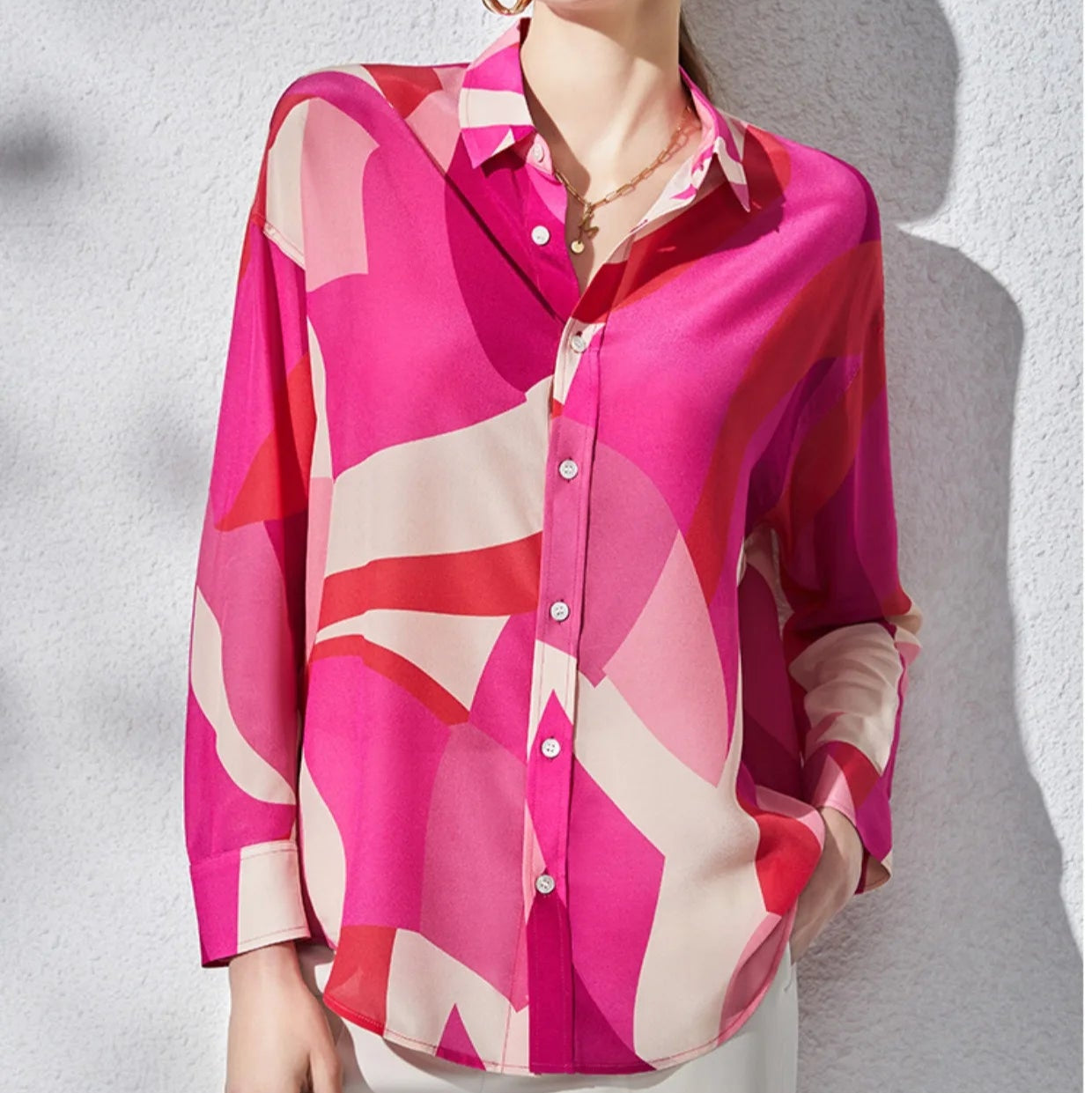 Ava Women's Blouse | Satin-Blend, Abstract Print 2