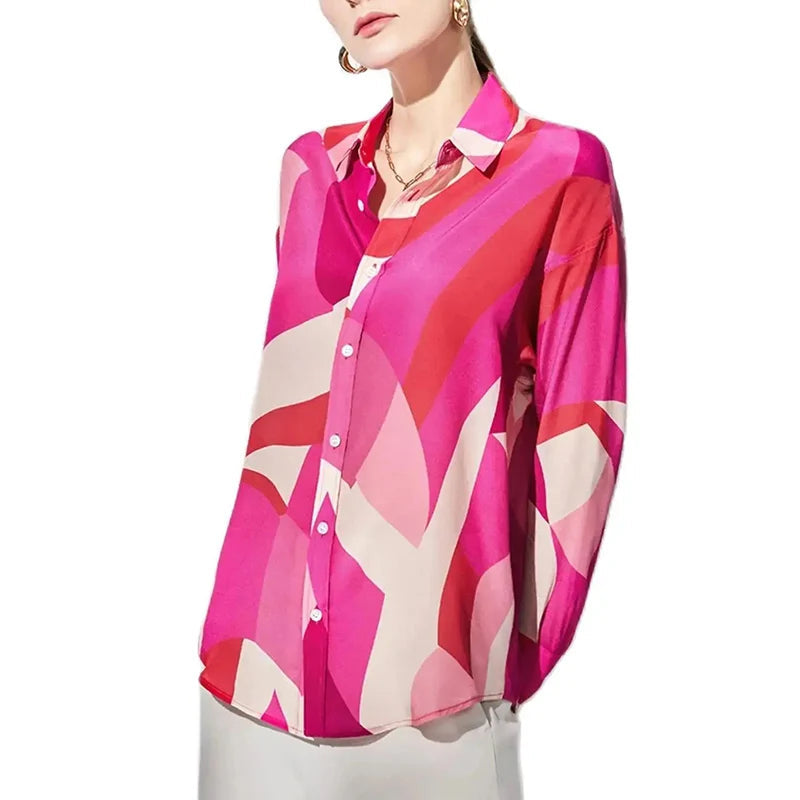 Ava Women's Blouse | Satin-Blend, Abstract Print 5