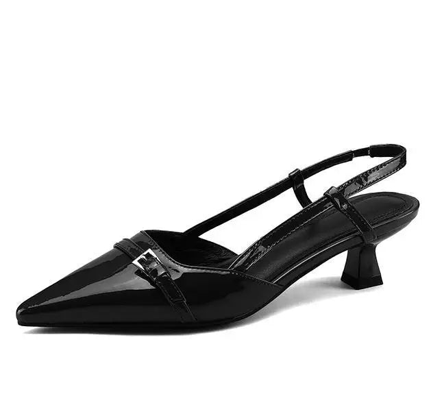 Ava Women's Heels | Glossy Leather, Comfortable Mid-Heel 7