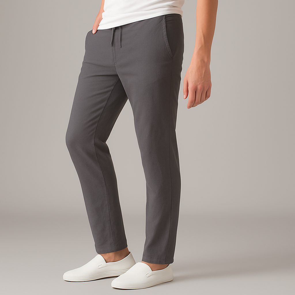 Ava Women's Linen Pants | Soft White Linen, Adjustable Drawstring 1