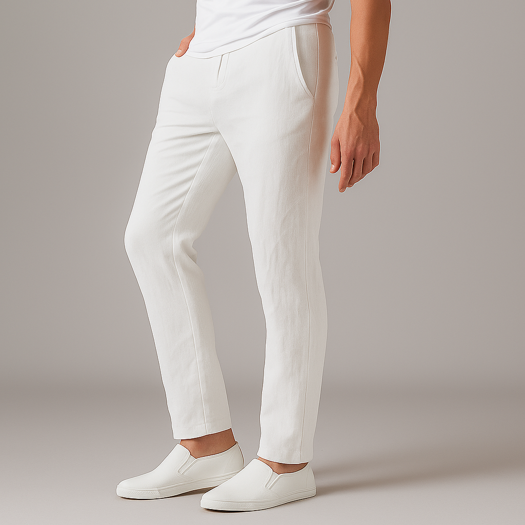 Ava Women's Linen Pants | Soft White Linen, Adjustable Drawstring 2