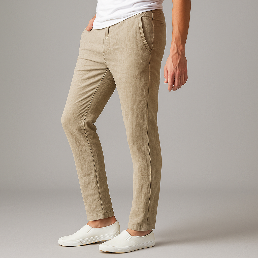 Ava Women's Linen Pants | Soft White Linen, Adjustable Drawstring 4