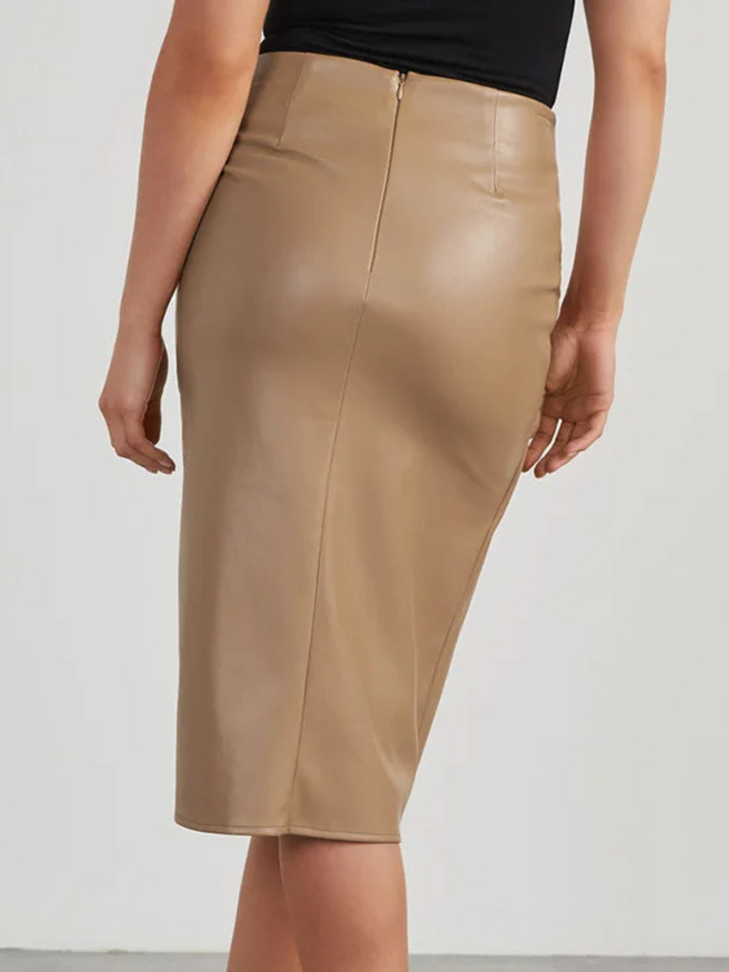 Ava Women's Midi Skirt | Premium Vegan Leather, Asymmetrical Design 8