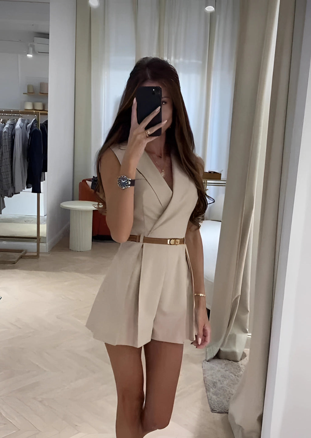 Bella Women's Jumpsuit | Sleeveless V-Neck, Belted 1