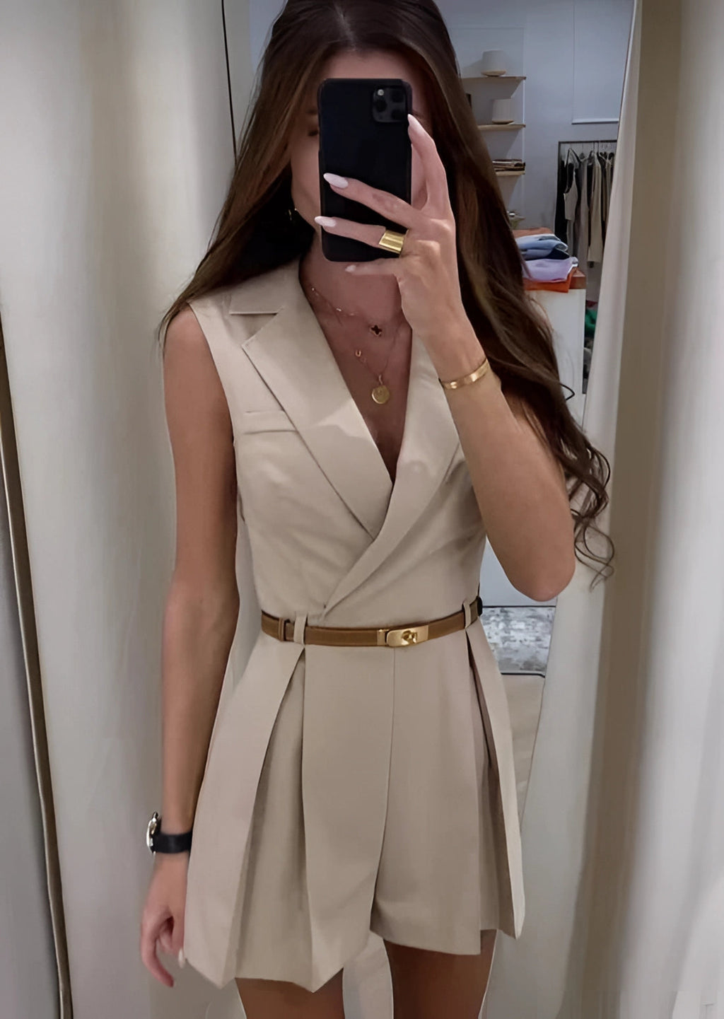 Bella Women's Jumpsuit | Sleeveless V-Neck, Belted 3