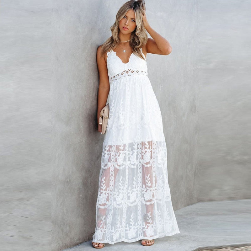 Bella Women's Maxi Dress | Bohemian Lace, Lightweight 0