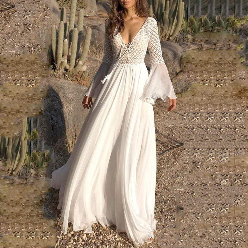 Bella Women's Maxi Dress | Lace Detail, Bohemian Style 0