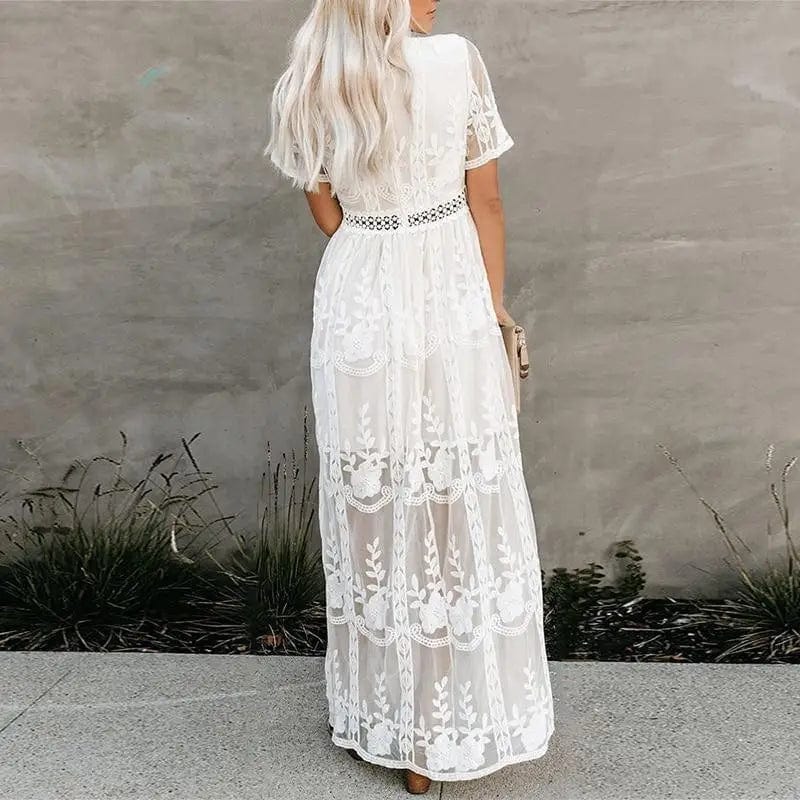 Bella Women's Maxi Dress | Lace Detailing, Bohemian Style 1