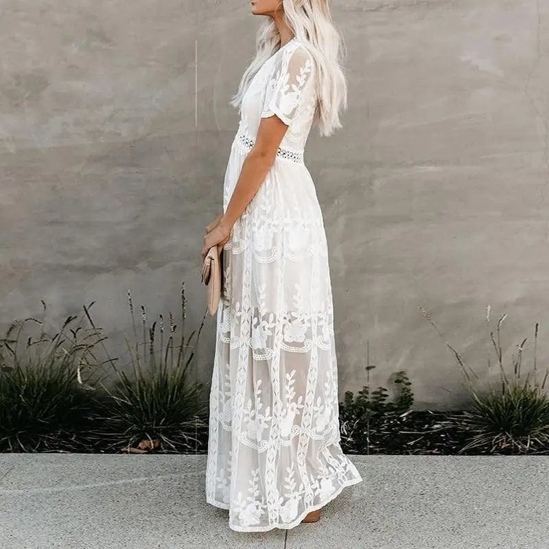 Bella Women's Maxi Dress | Lace Detailing, Bohemian Style 2
