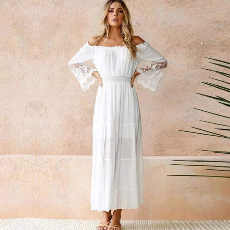Bella Women's Maxi Dress | Off-Shoulder Lace Detailing, Elegant White Summer Dress 3