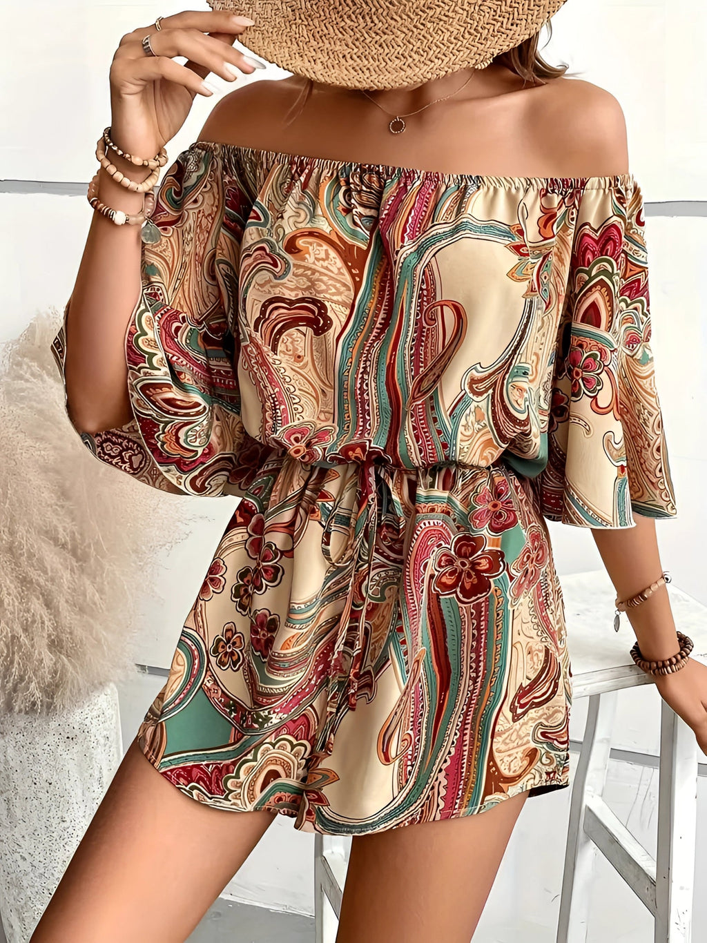 Bora Women's Romper | Off-Shoulder Bohemian Style 2