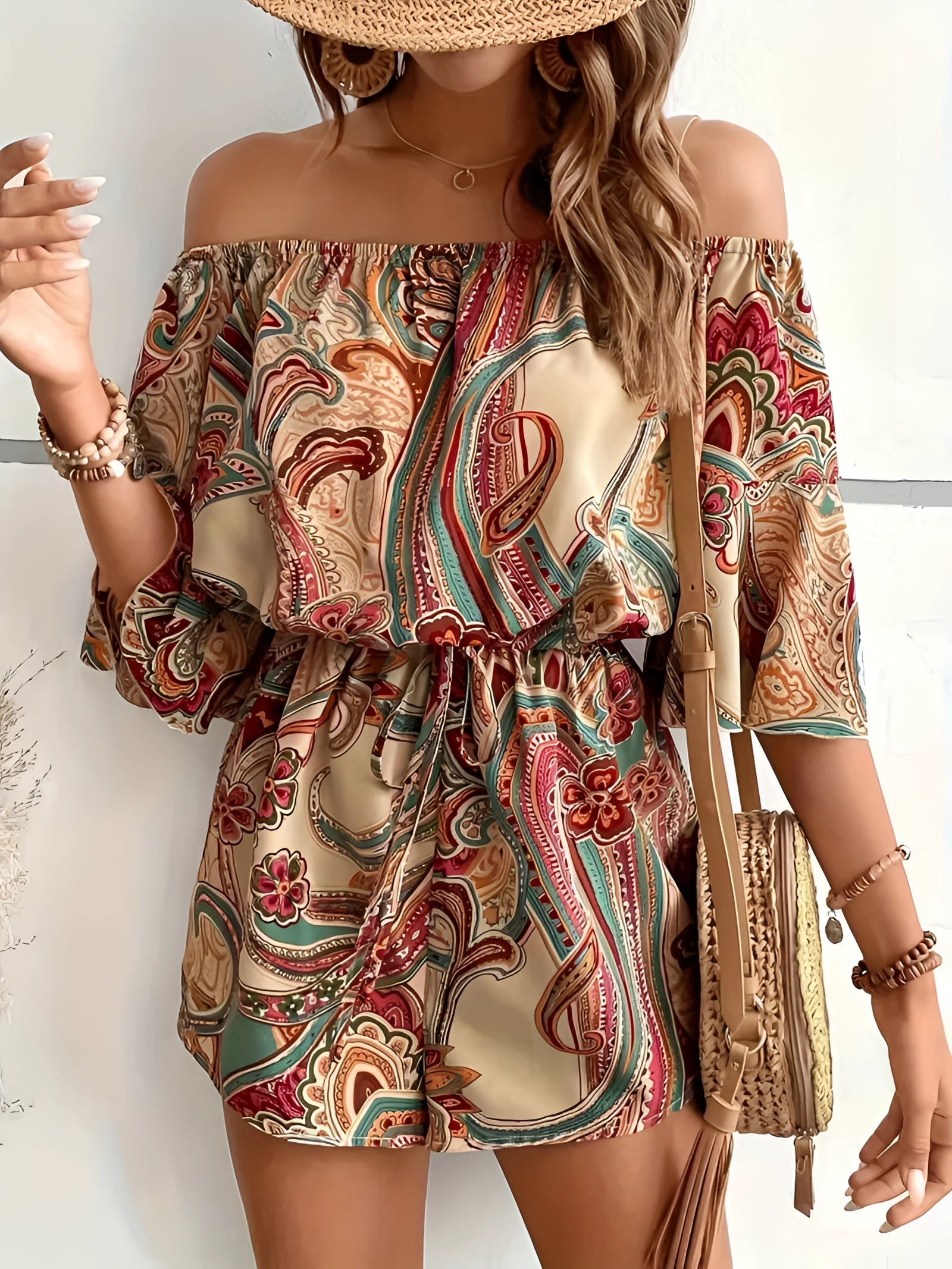 Bora Women's Romper | Off-Shoulder Bohemian Style 3