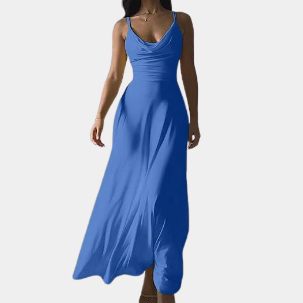 Celia Women's Maxi Dress | Elegant Cowl Neck Design 0