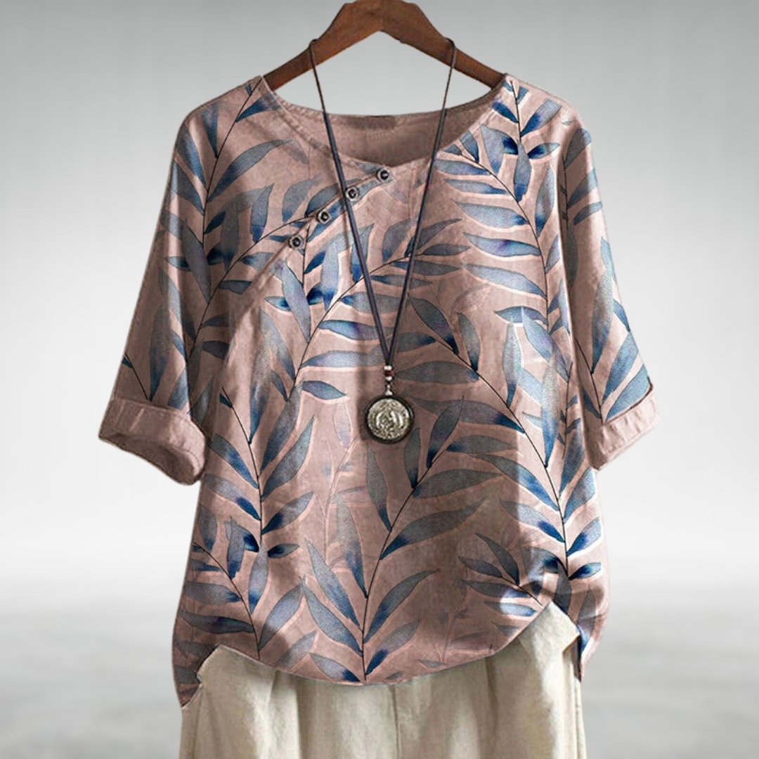 Cleo Women's Blouse | Leaf Print, Casual Summer Top 1