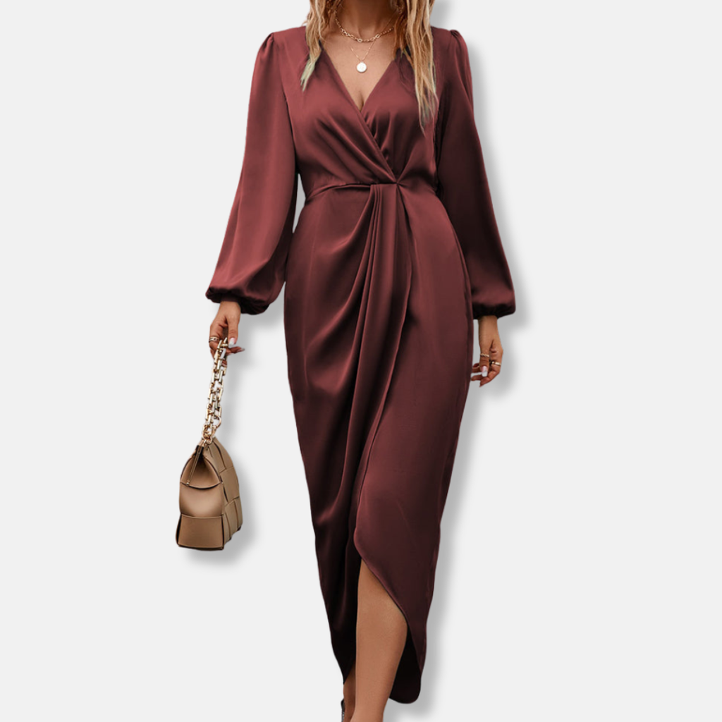 Dara Women's Midi Dress | Satin Asymmetric Hem, Elegant Summer Cocktail Dress 1