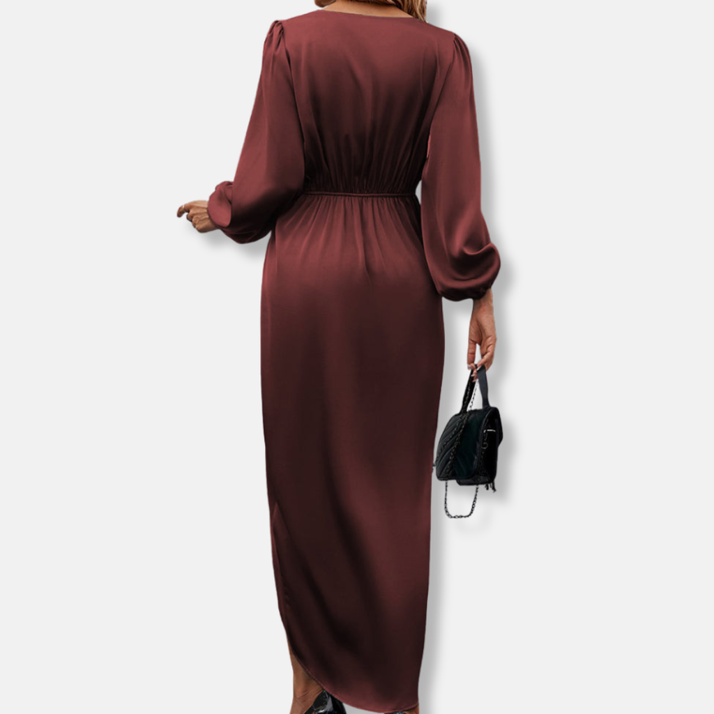 Dara Women's Midi Dress | Satin Asymmetric Hem, Elegant Summer Cocktail Dress 4