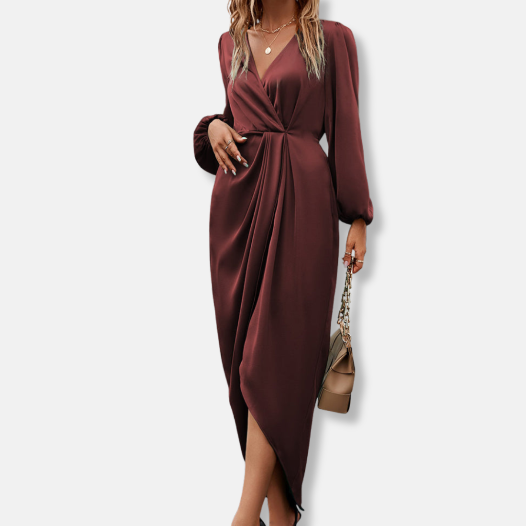 Dara Women's Midi Dress | Satin Asymmetric Hem, Elegant Summer Cocktail Dress 5