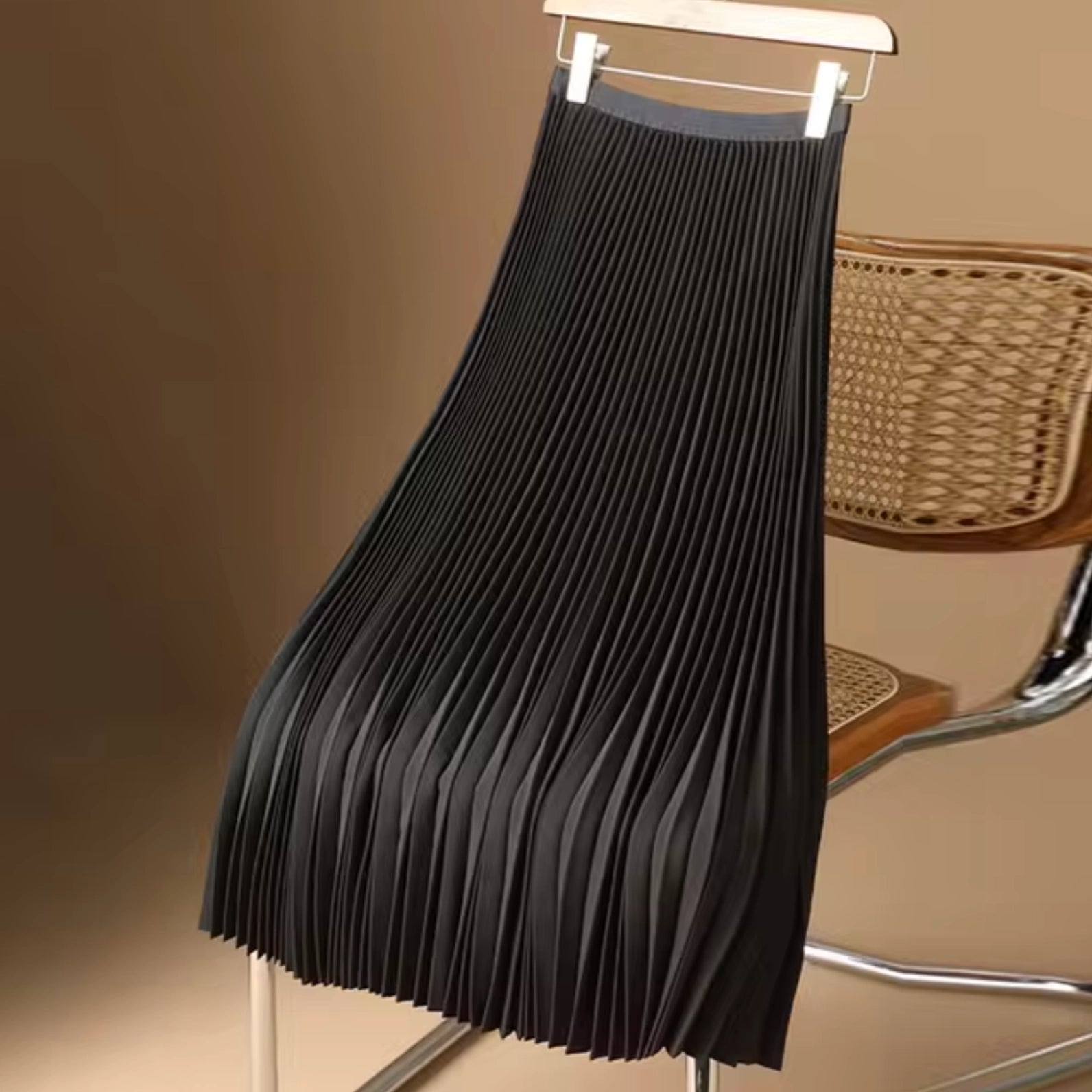 Elysia Women's Maxi Skirt | High-Waist Satin Pleated 1