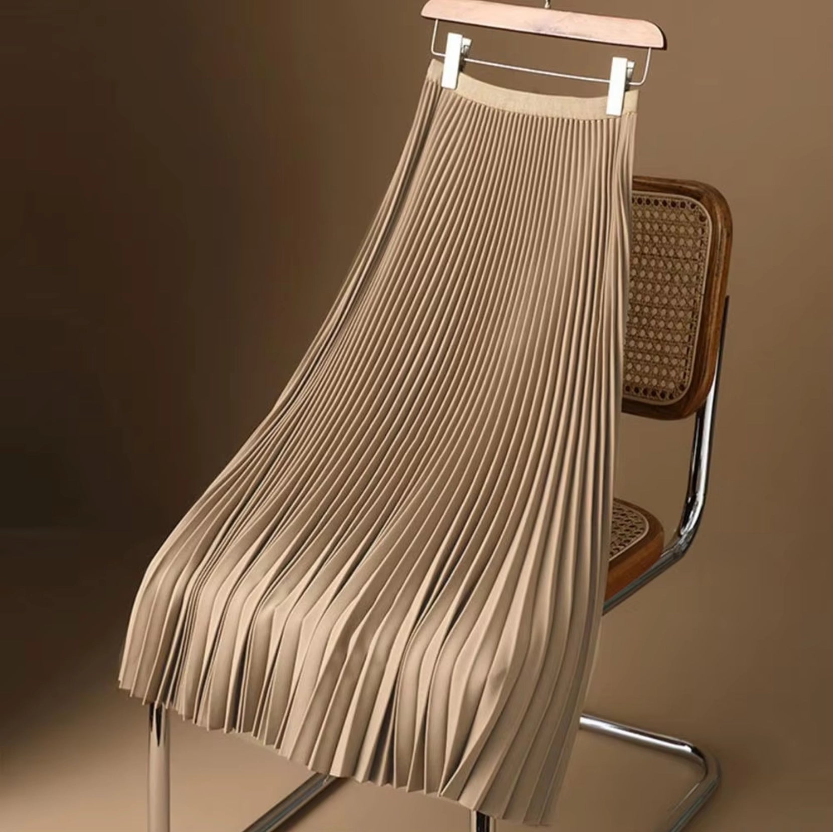 Elysia Women's Maxi Skirt | High-Waist Satin Pleated 4