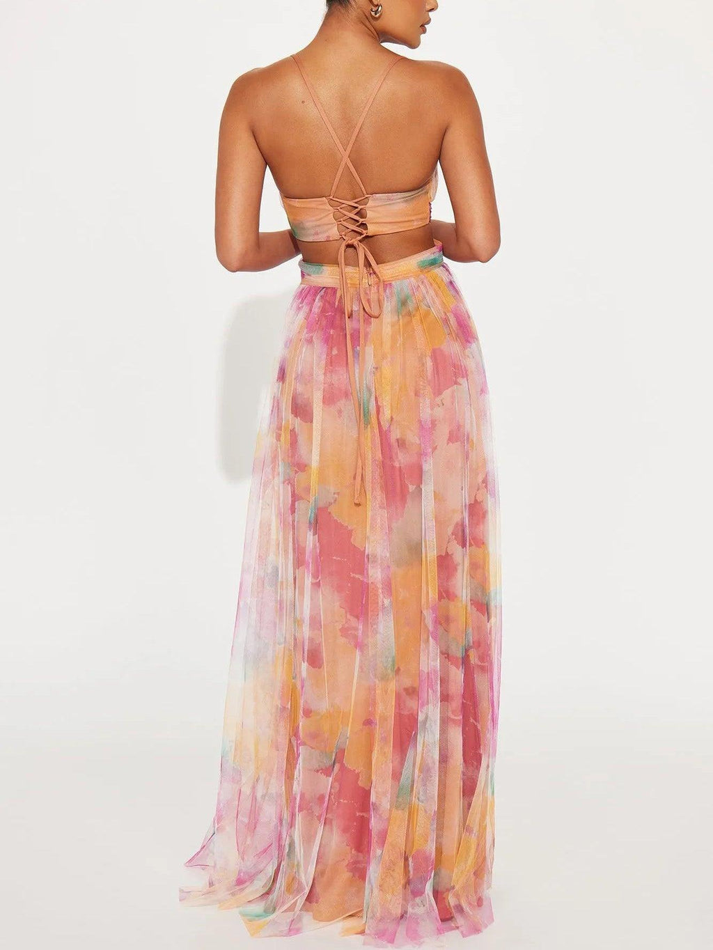 Evelyn Women's Maxi Dress | Floral Print, Ankle-Length Tulle 2