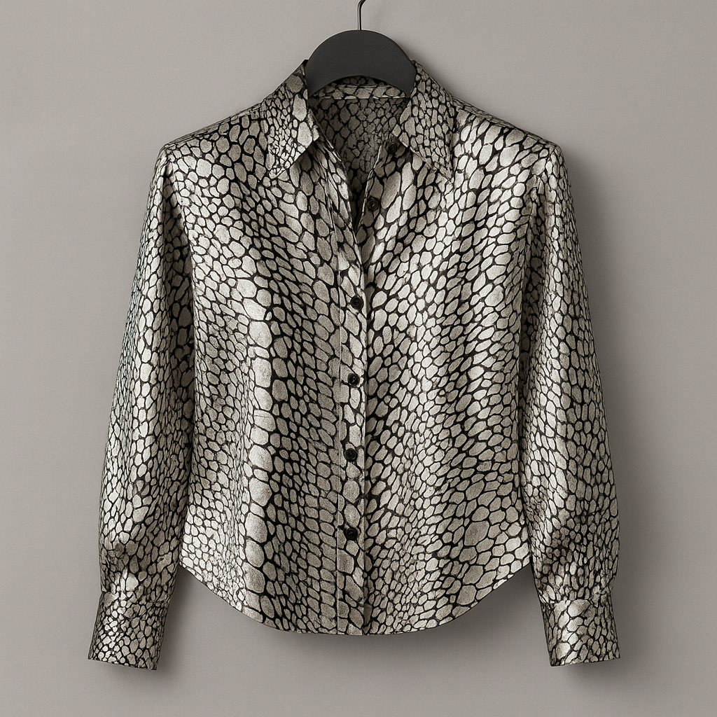 Evelyn Women's Top | Glossy Satin Leopard Print Blouse for Going Out 3