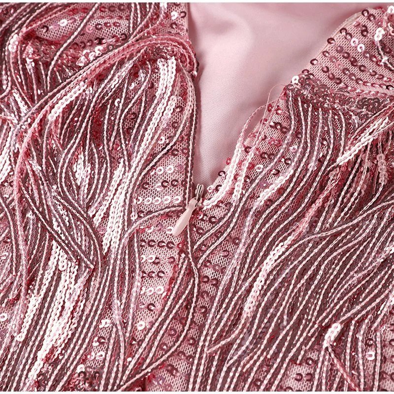 Fiona Women's Mini Dress | Fringe and Feathered Hem, Summer Glamour 6