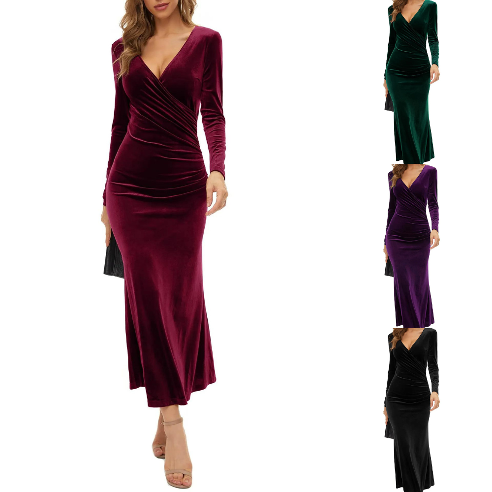 Gina Women's Midi Dress | Luxurious Velvet, Elegant 7