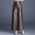 Gina Women's Wide Leg Pants | Glossy Vegan Leather, High-Rise Fit 0