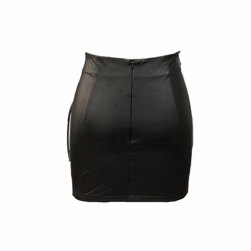 Hera Women's Black Mini Skirt | Faux Leather with Lacing Details 5