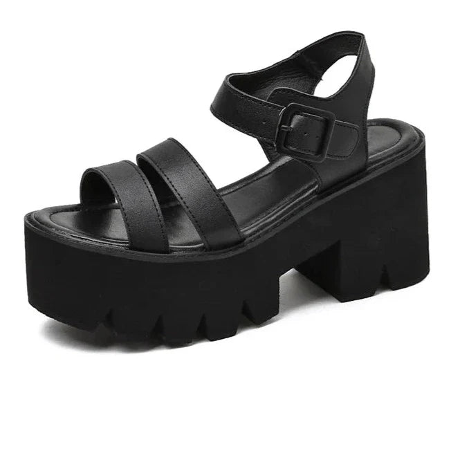 Hera Women's Chunky Sandals | Comfortable Black Platform 2
