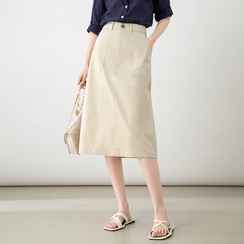 Hera Women's Midi Skirt | Cotton Blend, Tailored Cut, Adjustable Belt 1