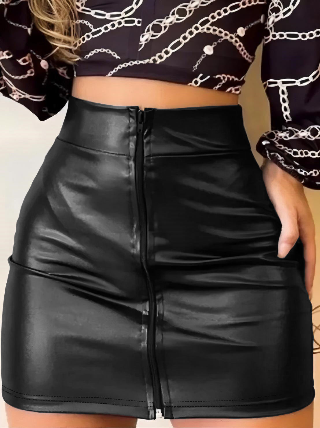 Hera Women's Mini Skirt | High-Waisted Faux Leather, Trendy Design 0