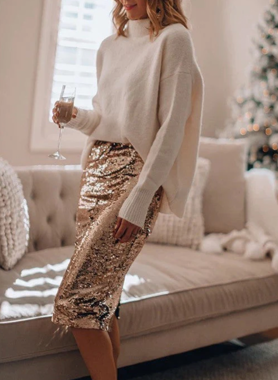 Hera Women's Sequin Skirt | Elegant Polyester Design 1