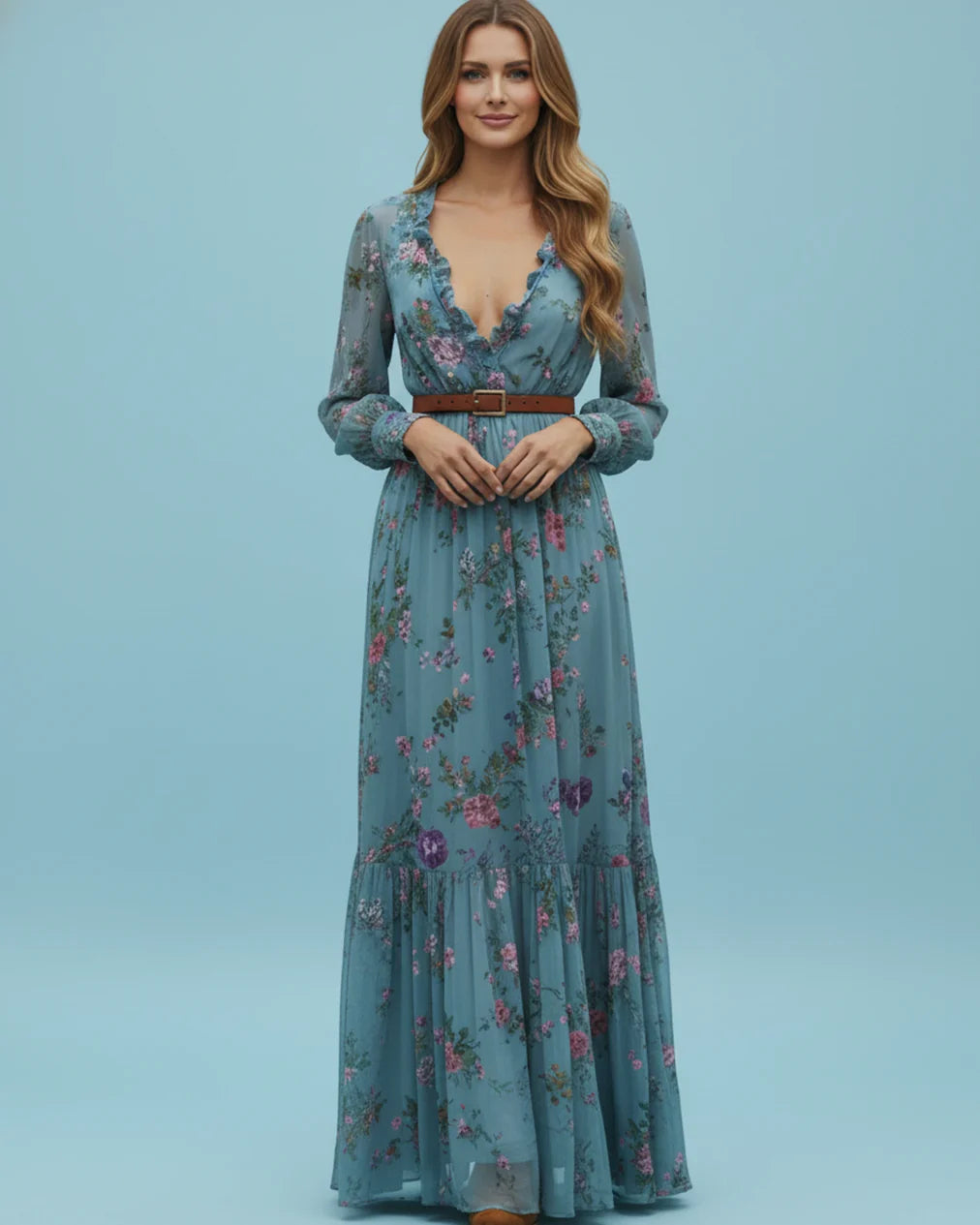 Holly Women's Maxi Dress | Bohemian Style, Elegant V-Neck 3