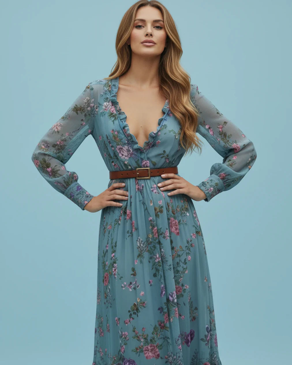 Holly Women's Maxi Dress | Bohemian Style, Elegant V-Neck 5