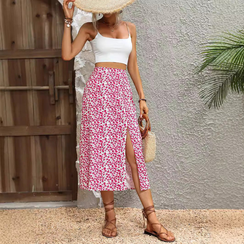 Holly Women's Midi Skirt | Floral Pattern, Side Slit 3