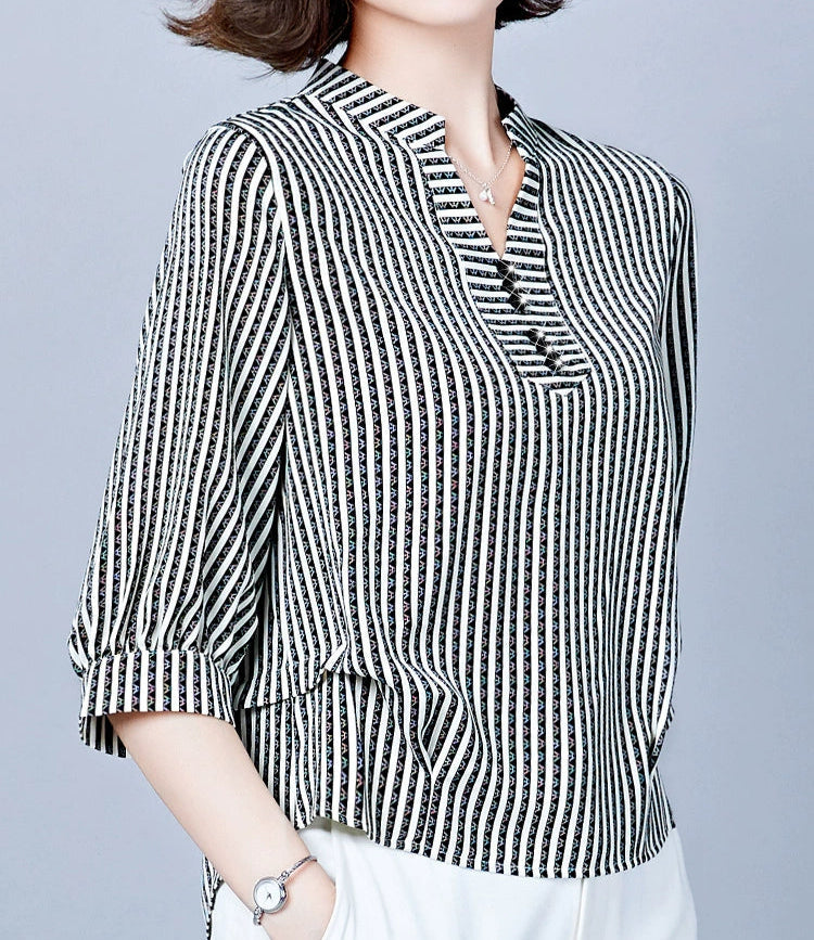 Lina Women's Top | Silk-Cotton Blend, Effortlessly Chic Blouse 0