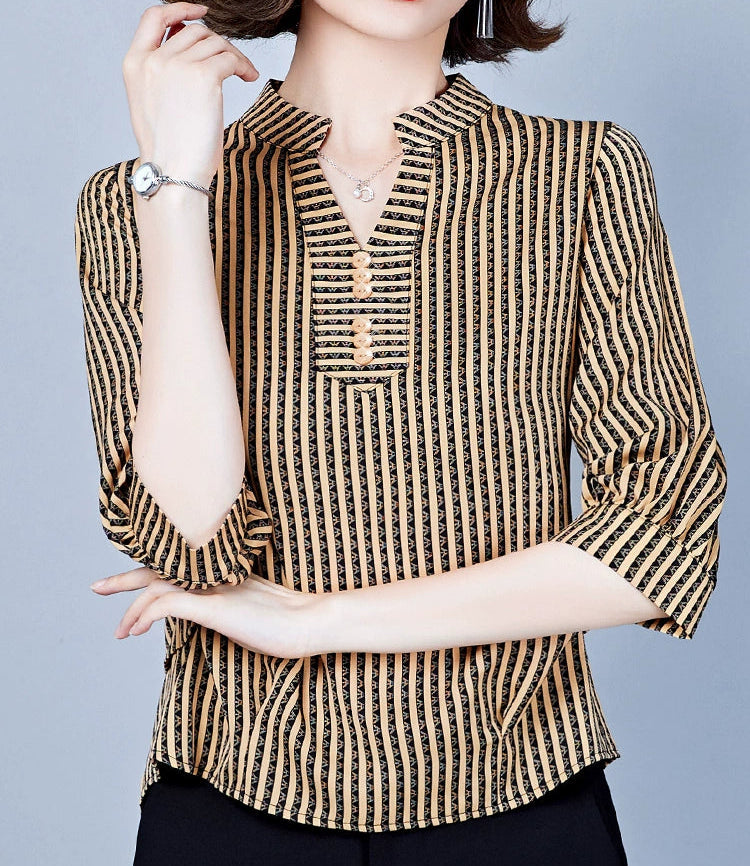 Lina Women's Top | Silk-Cotton Blend, Effortlessly Chic Blouse 3