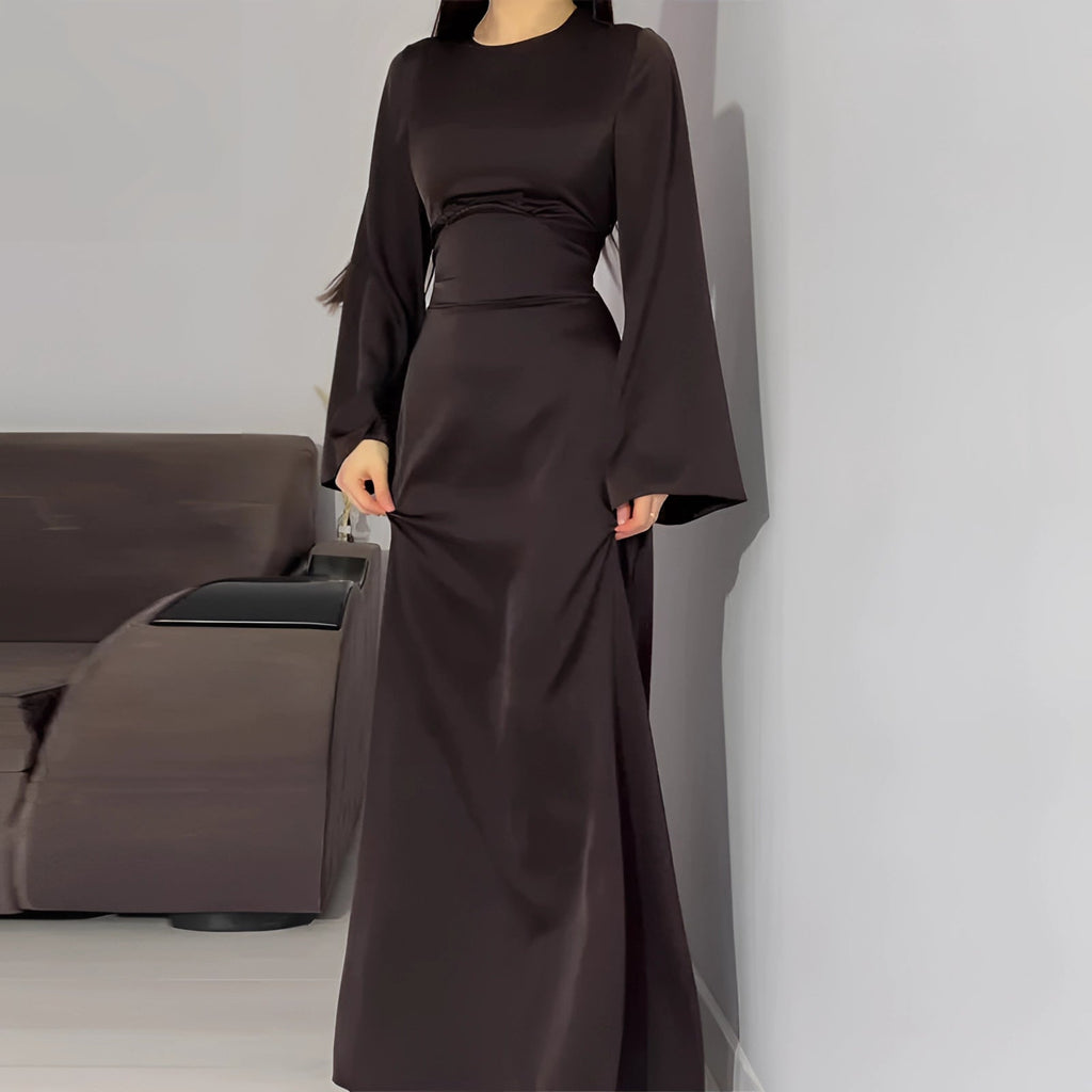 Luciena Women's Evening Gown | Luxurious Satin, Long Sleeve 0
