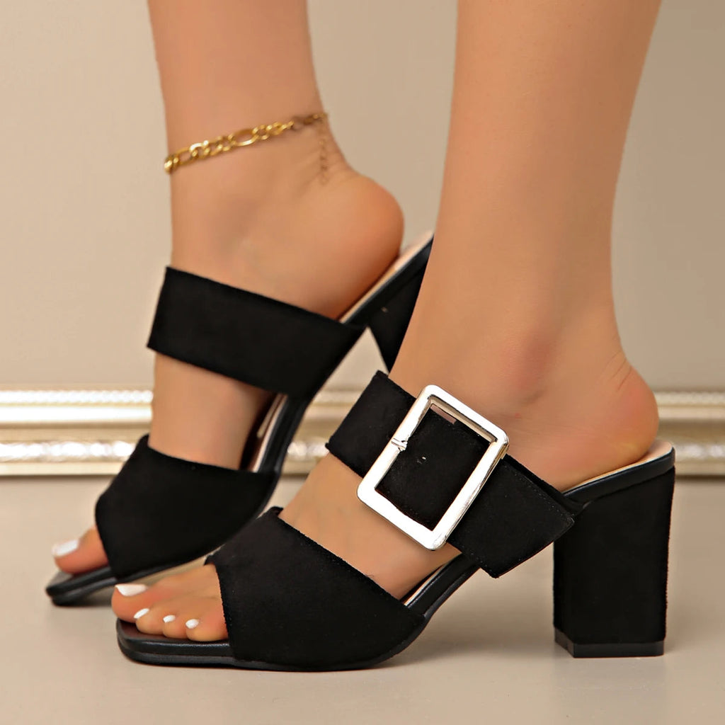 Pablo Women's Buckle Heels | Faux-Suede, All-Day Comfort 3