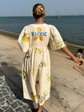 Rhea Women's Maxi Dress | Cotton, Chic Fruit Pattern for Summer 0