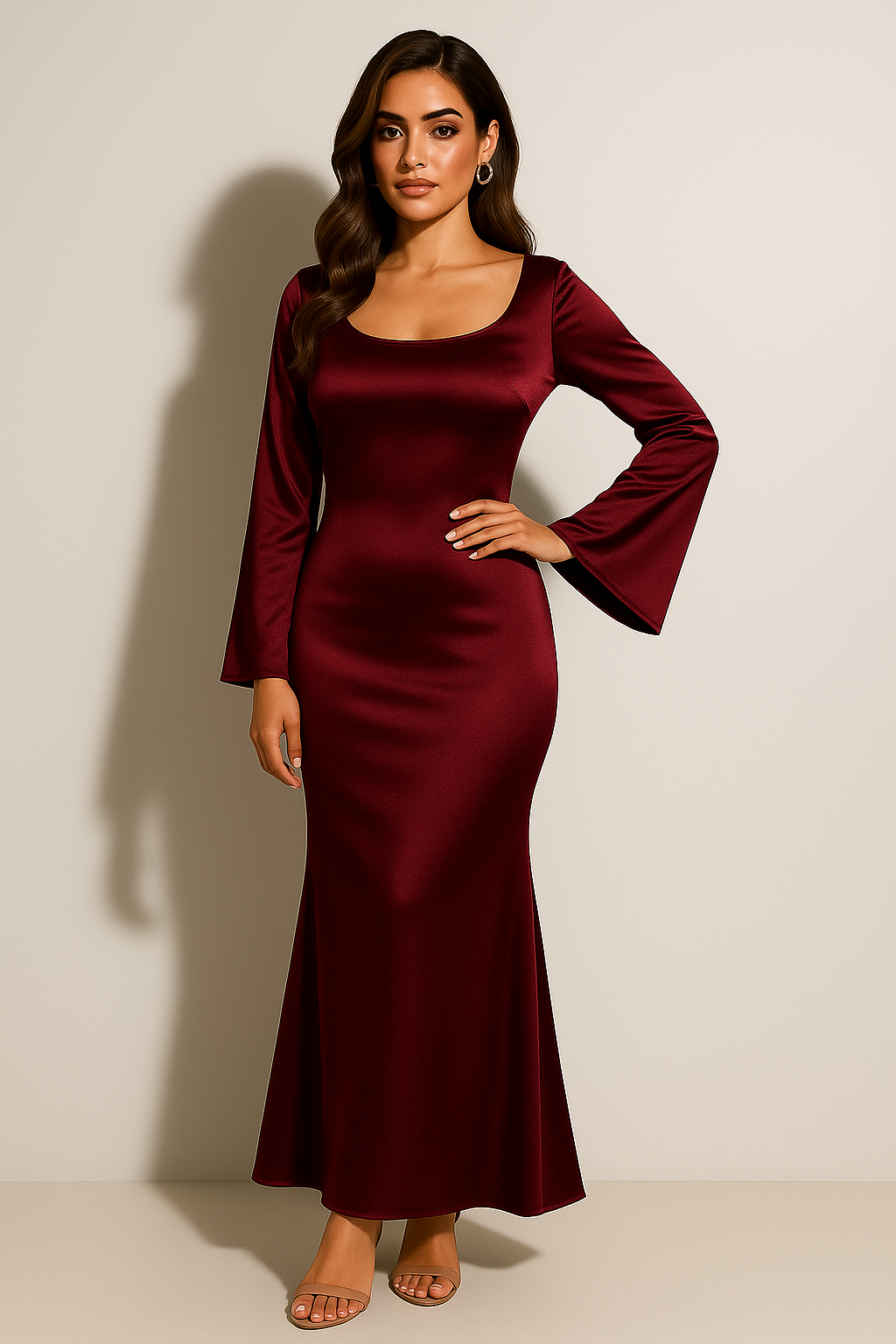 Rina Women's Evening Gown | Long Sleeve, Elegant Maxi Dress 1