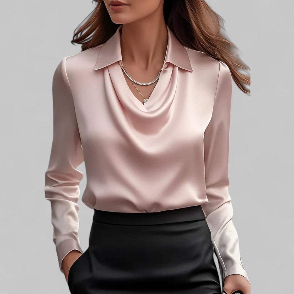 Rosa Women's Satin Blouse | Draped Neck, Elegant Design 2